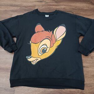 Disney Jumbo Bambi Crew Neck Sweatshirt Pacsun Black Long Sleeve womens size S